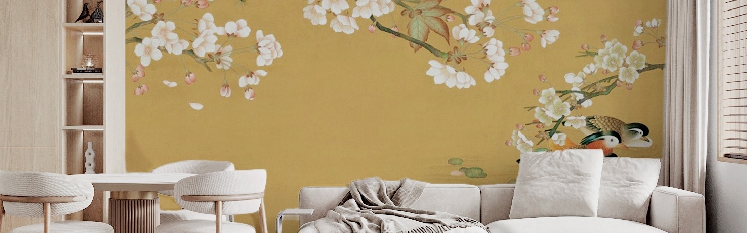Yellow  Chinoserie Wallpaper